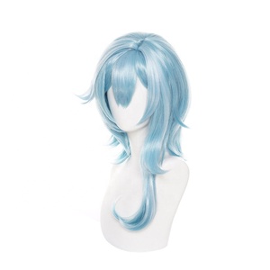 Vente en gros 50cm de long bouclé bleu mixte <span class=keywords><strong>Genshin</strong></span> <span class=keywords><strong>Impact</strong></span> perruque Cosplay <span class=keywords><strong>Eula</strong></span> Lawrence perruque de cheveux synthétique résistant à la chaleur Peluca - Product Image 4