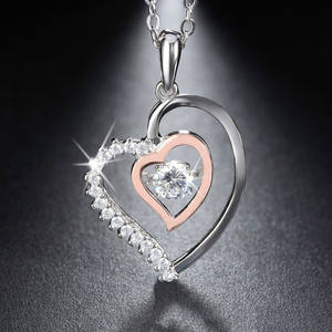 Collana con Cuore in Argento Sterling 925 per San Valentino, Gioiello con Zirconia Cubica, Regalo d'Amore, Elegante Pendente - Product Image 3
