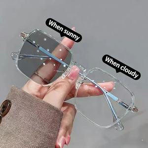 نظارات قراءة 2055 مضادة للضوء الأزرق من الذهب الخالص بتصميم عين القطة البيضاء، عدسات متغيرة اللون، إطار مربع قابل للطي وخفيف الوزن - Product Image 5