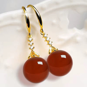 Orecchini pendenti stile giada per donna, eleganti gioielli vintage alla moda - Product Image 3