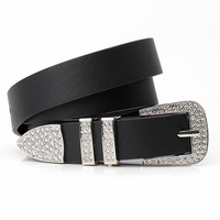 Ceinture pour femme style Dark avec boucle ardillon, rivets lourds et strass, polyvalente pour jeans et tenues streetwear