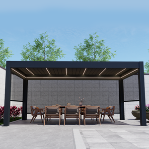 Açık Hava Panjurlu Alüminyum 10x12 Pergola, Perde Kaplamalı, Tenteli, Otopark Tarzı Pergola Seti, Guangzhou - Product Image 4