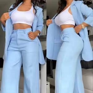 New Elegant Pink Summer Style Jacket <b>Pants</b> Set for Women New Arrival Casual Daily Wear with Solid Pattern Digital Printing Top - Product Image 2