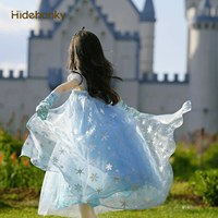 Robe de princesse Elsa Hidehanky avec cape, costume de personnage, en tulle à sequins, coupe trapèze, longueur cheville, pour filles, printemps/été, idéale pour les fêtes d'anniversaire