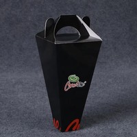 Boîtes d'emballage alimentaire jetables noires, recyclables et biodégradables pour poulet frit, frites et popcorn, pour restaurants à emporter
