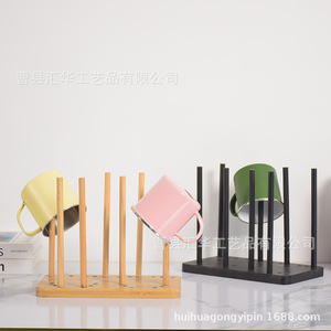 Home living room mug and teacup holder, solid wood water cup storage rack, kitchen <b>dish</b> and tableware cup rack with drainer - Product Image 2