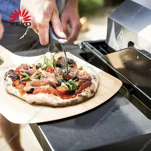 Four à Pizza au charbon de bois, Table de Table en acier inoxydable, Machine à Pizza avec thermomètre