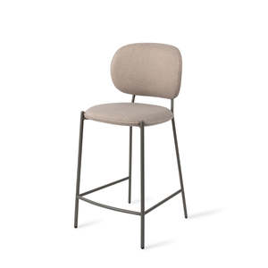 <span class=keywords><strong>Tabouret</strong></span> <span class=keywords><strong>de</strong></span> <span class=keywords><strong>bar</strong></span> moderne en tissu <span class=keywords><strong>taupe</strong></span> clair, chaise <span class=keywords><strong>de</strong></span> <span class=keywords><strong>bar</strong></span> ovale rembourrée à hauteur <span class=keywords><strong>de</strong></span> comptoir avec pieds en métal fin mat et repose-pieds - Product Image 1