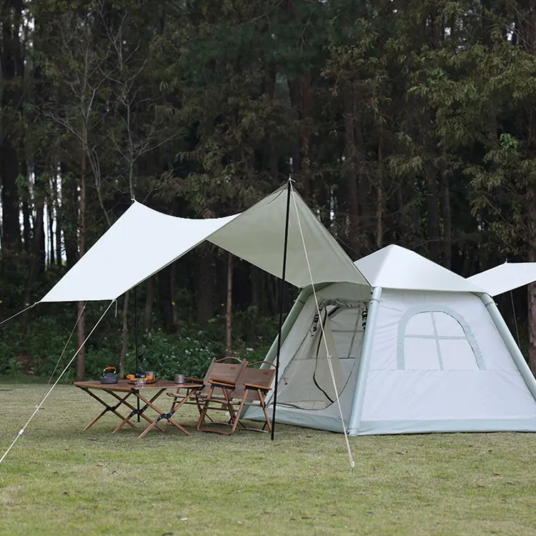 Yeni tasarım entegre otomatik çadır gölgelik tente ile lüks tuval yüksek kalite su geçirmez kamp açık aile çadırı