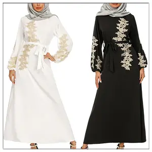 2021 New Black Women Embroidered Muslim Islamic Clothing Long Abaya Dubai and pakistan clothing