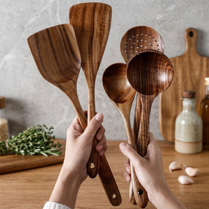 Cuillère en bois laqué de qualité alimentaire, ustensile de cuisine fait main, articles de cuisine en bois naturel, prix compétitifs - Product Image 1