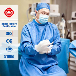 Camici Chirurgici Riutilizzabili in Cotone 100% Personalizzati OEM Haixin Health con Protezione da Alcol, Sangue e Fluidi - Vendita all'Ingrosso B2B - Product Image 1