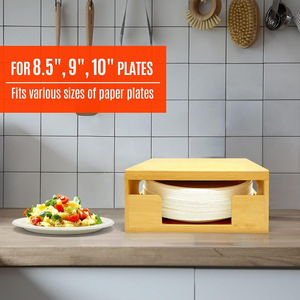 Bamboo Plate <b>Storage</b> <b>Box</b> Rectangle 18L Eco Friendly <b>Kitchen</b> Organizer Desktop <b>Storage</b> Bin Standing Type - Product Image 4