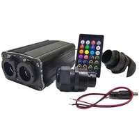 Kit de lumière de plafond à fibres optiques LED scintillantes à double port 18W*2, RGBW, éclairage de plafond pour voitures, corps de lampe en aluminium, fibre de 0,75 mm, application