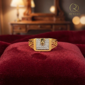 Stylish mens <b>gold</b> <b>ring</b> with square diamond cluster design bold modern pattern durable finish perfect for daily wear and gifting - Product Image 2
