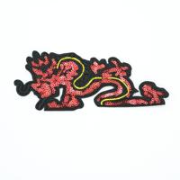 Patchs brodés 3D réversibles personnalisés de haute qualité avec sequins, en tissu non tissé, motif dinosaure, à coudre sur chapeau ou vêtement, accessoire cœur