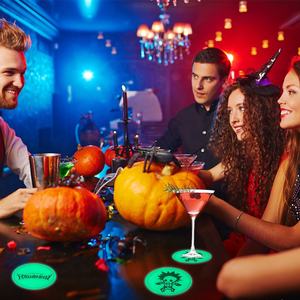 Posavasos Luminoso de Silicona Antideslizante con Diseño de Murciélago, Bruja <span class=keywords><strong>y</strong></span> Calabaza para Halloween, Aislante del Calor, Brilla en la Oscuridad, para Promociones - Product Image 2