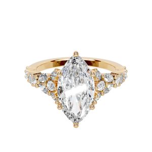 Anillo de Compromiso SGARIT Personalizado para Mujer, Oro Amarillo de 18K, Corte Marquesa, Diamante de Laboratorio con Diamantes Laterales, Estilo Clásico, Certificado IGI - Product Image 1