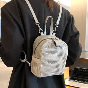 Bright Street Trend Fashion Western Style Summer New Simple <b>Large</b> <b>Capacity</b> Casual Rhinestone PU <b>Backpack</b> Tanjing - Product Image 3