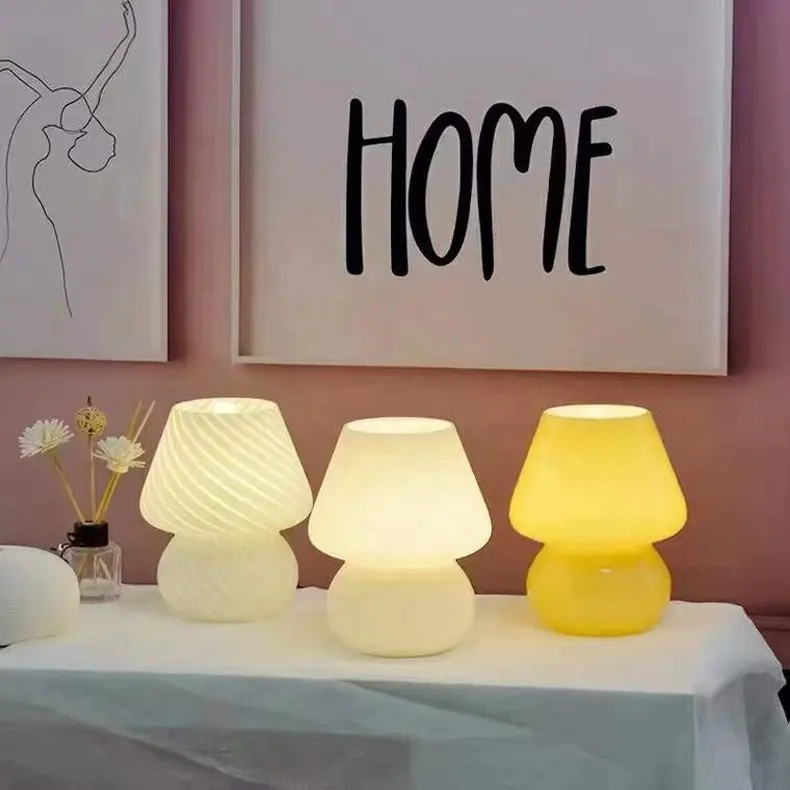 Oem Hot Sale   High Quality Reading Table Lamp Light White Led Incandescent Glass Mushroom Table Desk Lamps