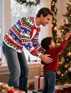 Pull <span class=keywords><strong>de</strong></span> Noël <span class=keywords><strong>moche</strong></span> pour homme, drôle, flocon <span class=keywords><strong>de</strong></span> neige, Père Noël, hilarant, imprimé, surdimensionné, doux, pull à manches longues, <span class=keywords><strong>t</strong></span>-<span class=keywords><strong>shirt</strong></span> - Product Image 3