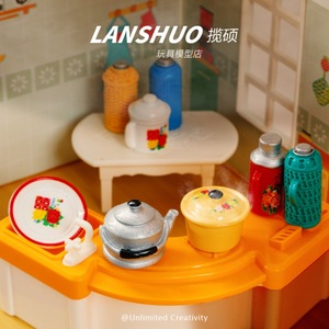 ชุดครัวจิ๋ว Lanshuo ขนาด 1:12 ทำจากพลาสติกเรซิ่น ของตกแต่งบ้านตุ๊กตา DIY อุปกรณ์เสริมบ้านจำลอง - Product Image 3