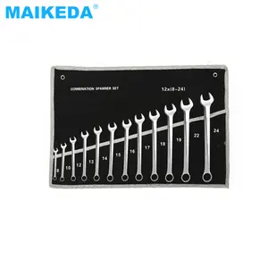 12pcs 8-24mm Hand Tools Ratchet Spanner a Set of Keys Gear Ring Chrome Vanadium Combination Wrench 10 12 Cloth Bag Industrial GS