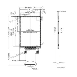 Módulo LCD TFT de 3.5 Pulgadas, 320x480, 262K Colores, ST7365P, 3.3V, RGB/MCU/SPI, <span class=keywords><strong>320cd</strong></span>/m², -20~+70 ℃   Rango de Temperatura Amplio para Dispositivos Portátiles - Product Image 3
