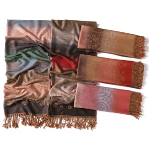 Écharpe longue pour femme à motif floral, châle réversible à franges, usage quotidien automne - Product Image 2