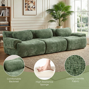 Contemporary Three-Seater Modular Sectional Sofa Vacuum Packed Chenille Pillow Back No Assembly Leisure Couch for Living Room - Product Image 3