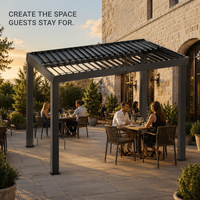Pergola électrique en aluminium pour projets hôteliers et aménagement paysager, avec contrôle motorisé du toit et options de taille configurables