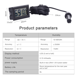 デジタルミニLCD温度湿度計温度計湿度計卵インキュベーターケーブル動物 - Product Image 5