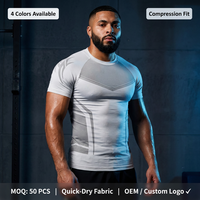 Nouveau T-shirt de sport moulant à manches courtes pour homme, col rond, en soie de lait haute élasticité 180 g/m², 95 % polyester, 5 % élasthanne