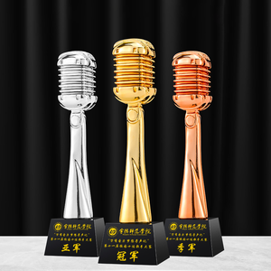 Kunden spezifische Crystal Trophy Golden Microphone Musik note Creative Engraved Awards Cup Mikrofon <span class=keywords><strong>Music</strong></span> Note Award Cup Trophäen - Product Image 6