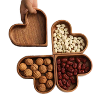Houten moderne gepersonaliseerde patroon hartvormige stapelbare milieuvriendelijke saladebord snack schaal bruiloft tafeldecoratie noten snoep