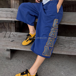 Pantalones Cortos Largos 3/4 para Hombre, de Alta Calidad, con Estampado, Cintura Elástica, hasta la Rodilla, de Algodón, Estilo Jogging, Vintage, Streetwear, Holgados, Fabricante - Product Image 1