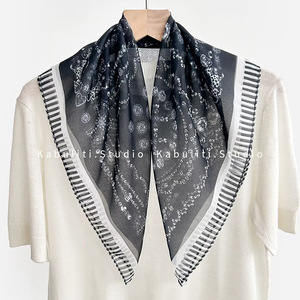 Small <b>Square</b> <b>Scarf</b> Women 70x70cm Polyester Artistic Retro Neck <b>Scarf</b> For Shirts Summer 2025 - Product Image 4