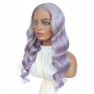 Perruque Lace Front Ondulée Lavande Violette 100% Cheveux Humains Longue et Ondulée pour <span class=keywords><strong>Femme</strong></span> - Product Image 3
