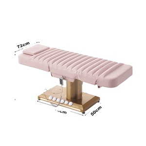 Lit de massage électrique cosmétique avec 3 moteurs, personnalisable, en cuir et acier inoxydable, fauteuil de beauté avec tabouret - Product Image 1