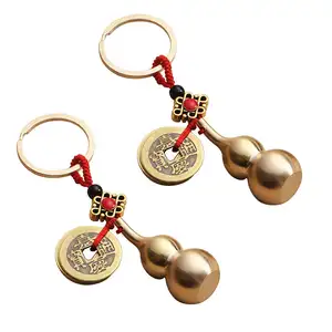 Wu Lou Key Chain Beautiful Gourd Keychain Lucky Keychains With Feng Shui Coins Solid Key Rings For Good Luck Charms Pendant