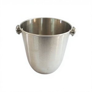 Seau à glace en acier inoxydable avec poignées latérales, finition polie, motif floral, industriel, durable, pour refroidisseur à vin, bar, hôtel, fête - Product Image 1