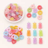 Breloques en résine pour bijoux, style gelée ombrée sucrée, motifs mignons cœur, étoile, ours, beignet, pour la fabrication de bijoux, breloques en résine