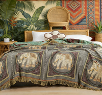Couverture en gaze de coton douce à franges haute définition - Imprimé animalier style européen pour usage domestique toutes saisons