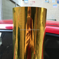 Film vinyle flexible chromé or pour voiture, film vinyle chromé or sans bulles 1,52*18m