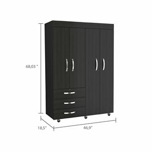 Armario Moderno Isla de 3 Cajones en Negro Wengue, Mueble Elegante para Dormitorio - Product Image 5