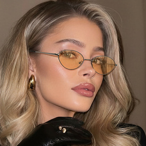 2026 Fashion Retro Women Oval <strong>Pink</strong> Sunglasses Vintage Cat Eye Metal UV400 Outdoor Hip Hop <strong>Party</strong> Sun <strong>Glasses</strong> - Product Image 1