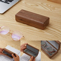 Étui à lunettes en bois massif, boîte à lunettes rétro créative en noyer noir, portable, pour hommes et femmes, boîte de rangement pour lunettes de myopie, lunettes de vue