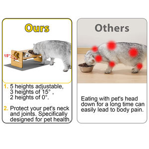 Özel Logo WDF ahşap pet besleyici yükseltilmiş kedi kase ayarlanabilir yükseklik yükseltilmiş köpek maması kasesi tutucu bambu Pet besleyici - Product Image 5