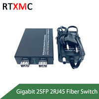 Switch Ethernet Transceiver Gigabit Fiber Optic Media Converter 2rj45 + 2sfp Port Fiber 100/1000mbps Switch Jaringan 48v 1.25G