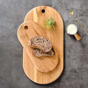 <span class=keywords><strong>Planche</strong></span> à découper en bois de chêne blanc naturel, durable, de forme ovale, pour la cuisine et la restauration - Product Image 2
